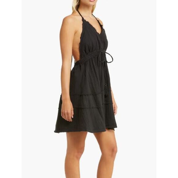 Elan Raw Edge Halter Gauze Cotton Cover-Up Dress Size L - Picture 1 of 12